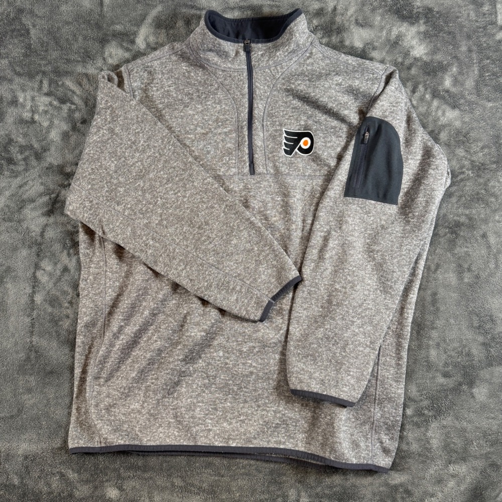 Philadelphia Flyers Mens 3XL Heather Gray Quarter Zip Pullover Sweater